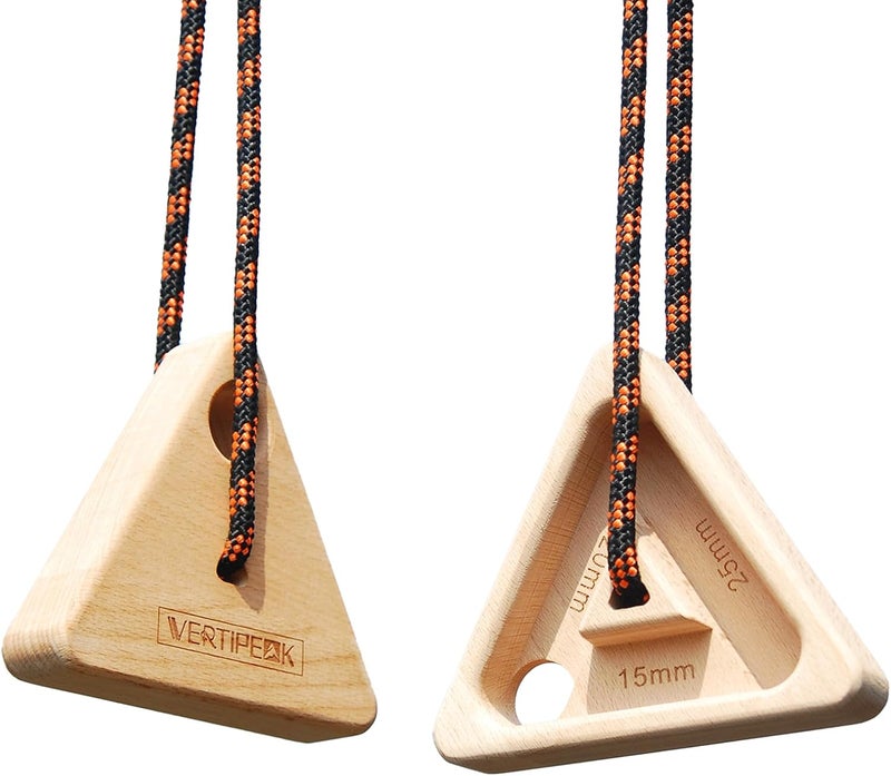 VERTIPEAK Portable Hangboard Rock Climbing, 2 pack Triangular Wooden Climbing Fingerboard with 3 Multi-Depth Pockets, Finger Strength, Arm Workout & Pull-up Training - Image 1